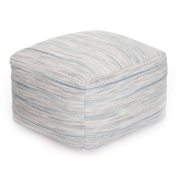 Anji Mountain Textured Handmade Cotton Poufs, Gray