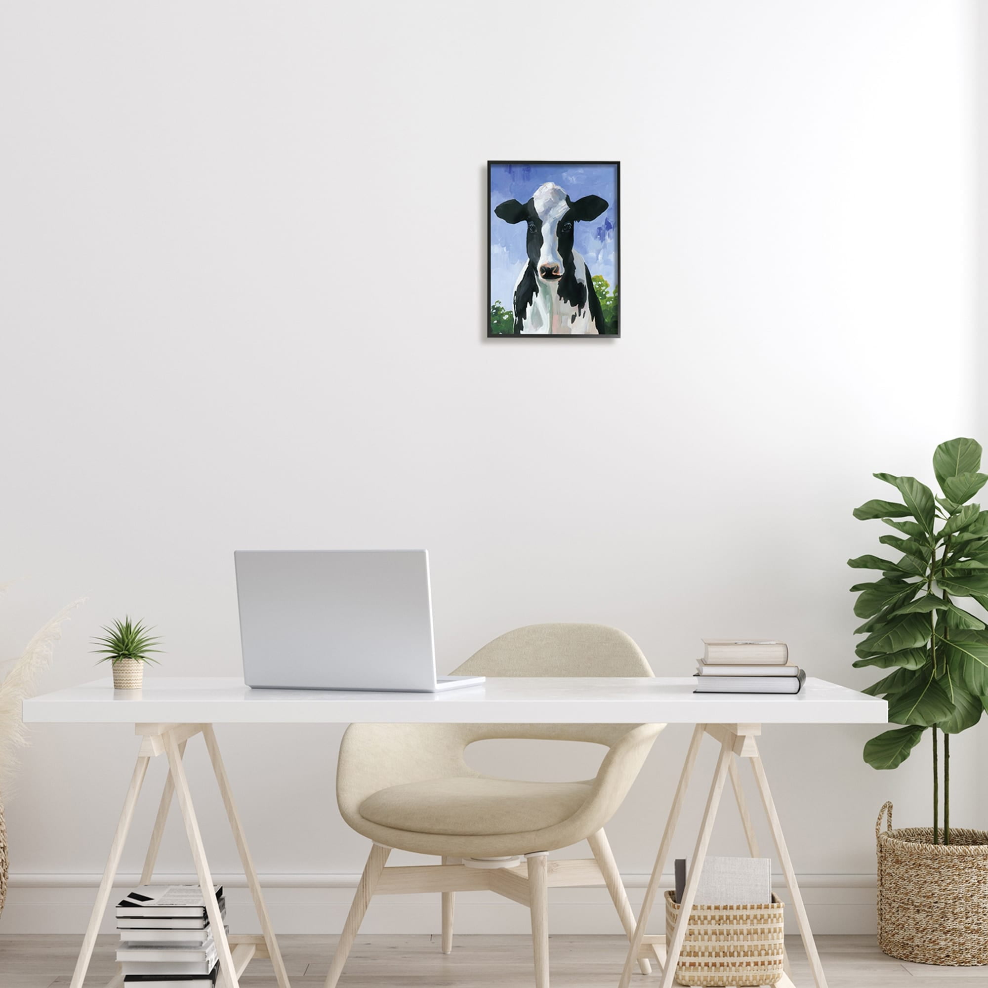 Stupell Industries Farmland Cow Cattle Country Painting Blue Sky Framed Wall Art, 16 x 20, Design by Caverly Smith