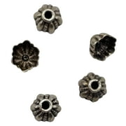 Adorable Sea Urchin Sterling Silver Bali Bead Caps (1.7G) | 7x5mm | 5 Bead Caps|