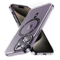 Xhy iPhone 15 Magnetic Case Compatible with Magsafe Shockproof Non-Yellowing Crystal Clear Phone Case for iPhone 15 6.1 Inch Black