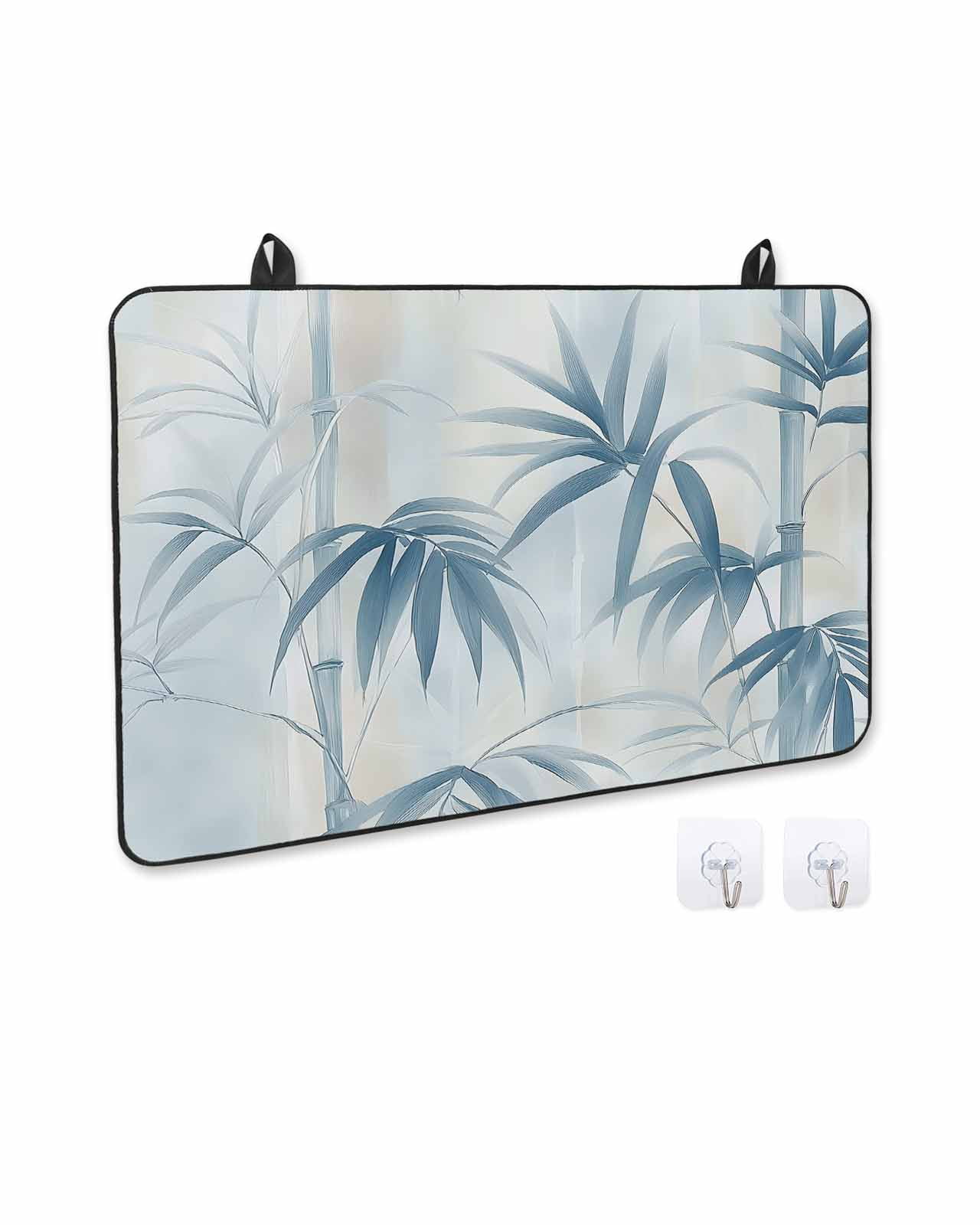 nqOlkjepod Large Induction Cooktop Protector Mat 36"x21", Vintage Botanical Stove Top Covers for Electric Stove, Blue Watercolor Leaves Branch Stove Burner Cover Mats, Glass Top Stove Cover