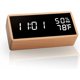 thumbnail image 1 of Reloj despertador electrónico, reloj despertador digital de madera con 3 configuraciones de alarma, reloj digital alimentado por USB con pantalla LED de tiempo, temperatura y humedad, 1 of 5