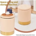 thumbnail image 6 of Faux Leather 23Qt Round Storage Ottoman Footrest Stool with Gold-Plated Base Multipurpose Upholstered Foot Stools Vanity Chair Modern Pouf Ottoman for Living Room & Bedroom (Champagne), 6 of 14