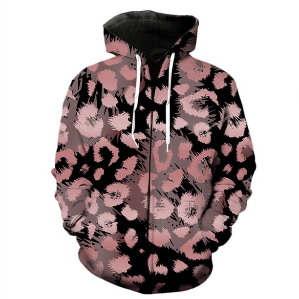 Sudadera con capucha y cremallera de leopardo con estampado 3D para hombre y niño, estilo Harajuku con textura animal, sudaderas geniales de manga larga de gran tamaño para la calle.