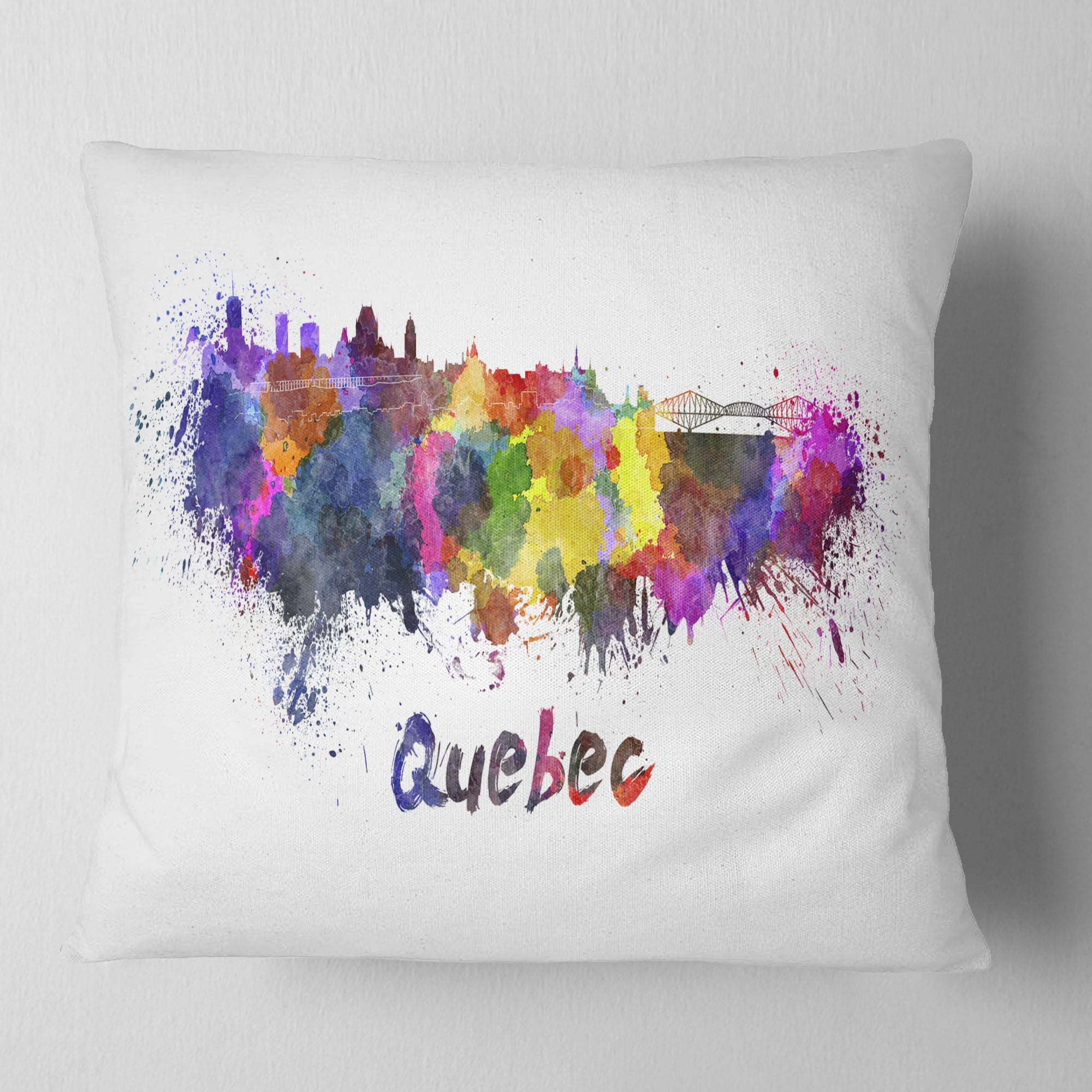 Designart Quebec Skyline - Cityscape Throw Pillow - 16x16