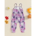 thumbnail image 4 of Suealasg Baby Girls Rompers Pants Halloween Clothes 6M 1T 2T 3T Toddler Girls Ghost/Pumpkin Flower/Pumpkin Pie Print Spaghetti Strap Jumpsuits, 4 of 7