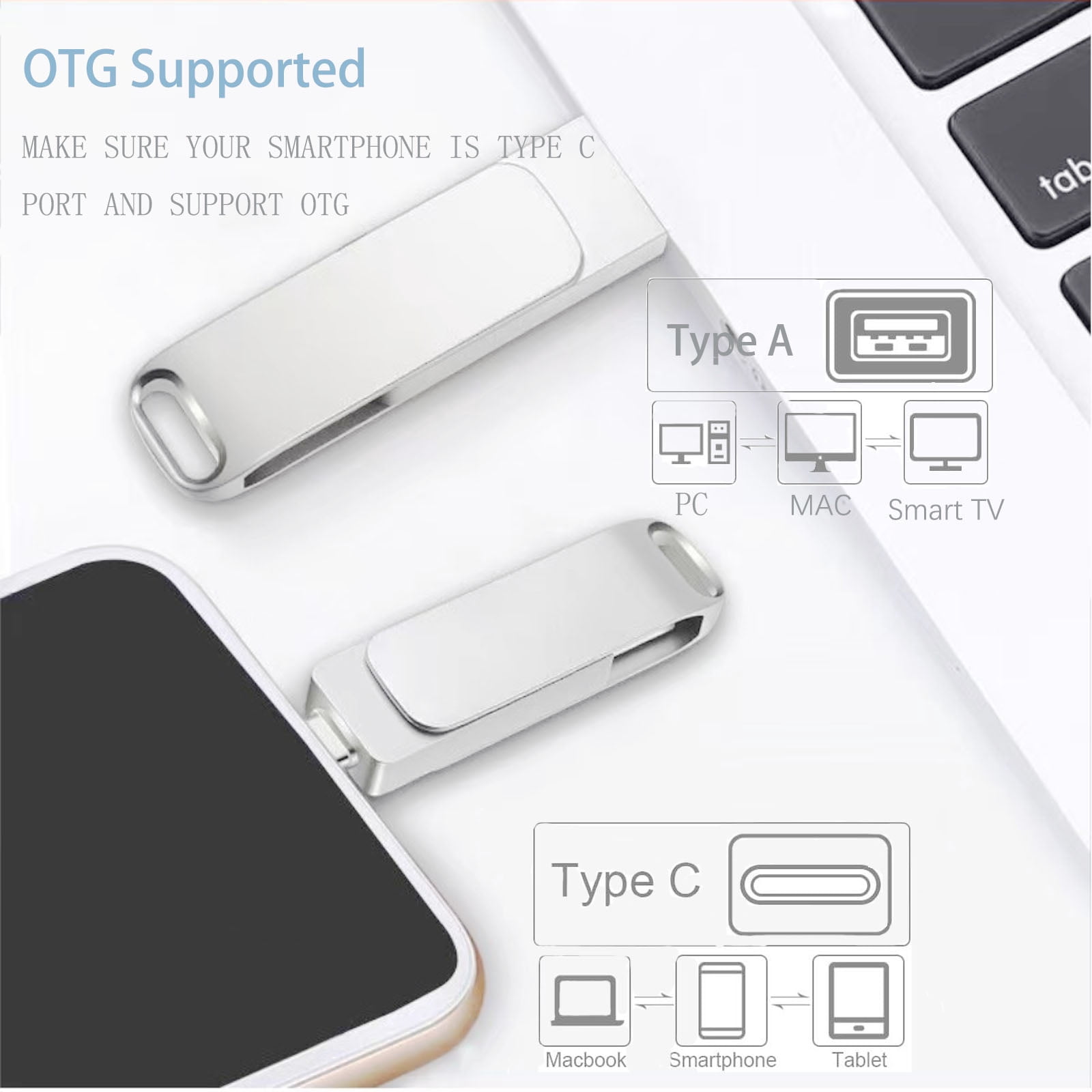 USB Flash Drive 1T(1000G) – 2-in-1 OTG USB-C & USB-A Thumb Drive for Android Smartphones, Tablets, PCs & MacBook-MAOLAI