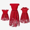 thumbnail image 1 of Vestidos sin mangas con hombros descubiertos y estampado de copos de nieve para mamá y yo en Navidad, 1 of 5