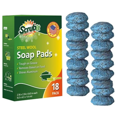 SCRUBIT Steel Wool Soap Pads Heavy Duty Scrubbing Pads for Pots, Pans & Kitchenware, 18-Pack