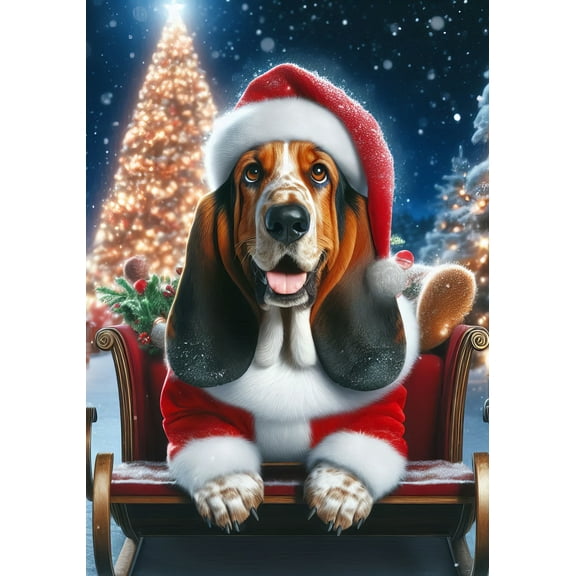 Basset Hound - Best of Breed DCR Christmas House Flag 28" x 40"