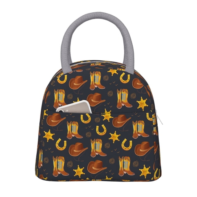 Balery Wild West Golden Horseshoe Bolsa de Almuerzo para Mujeres, Caja de Almuerzo, Bolsa de Almuerzo Pequeña Impermeable, Tote de Almuerzo Reutilizable con Gran Capacidad
