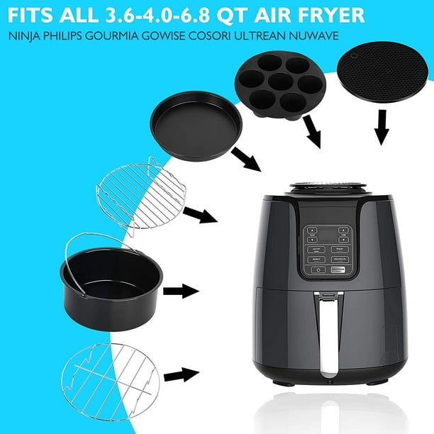 Les Accessoires de l'air Friteuse 14 Pièces de 8 Pouces Airfryer Accessoires  Kit D'Accessoires pour Friteuse, pour Toutes les Marques de Friteuses  (3.7QT-6.8QT) : : Cuisine et Maison