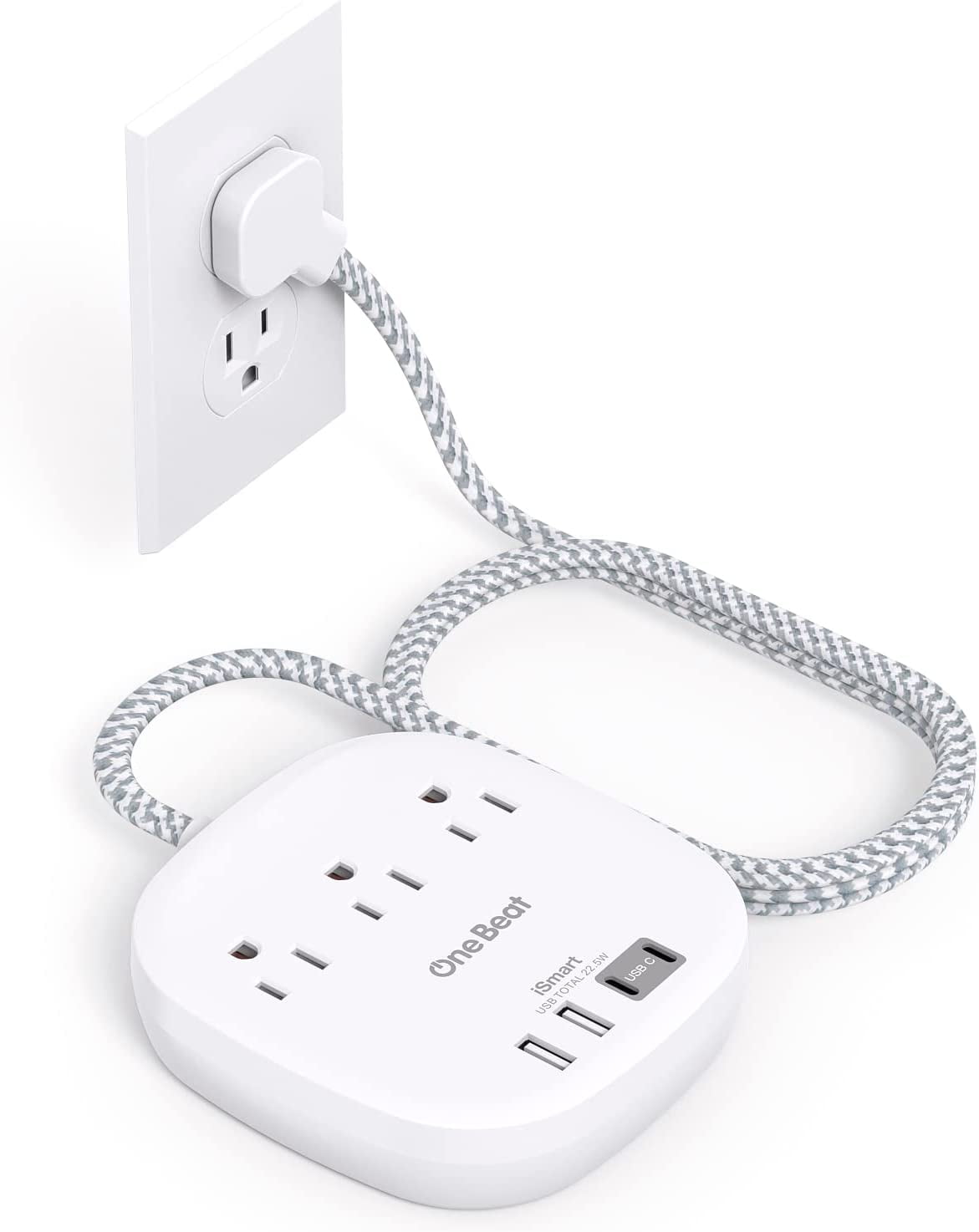 Regleta De Alimentación Con Abrazadera De Escritorio Con USB C, 3 Tomas De Corriente De Montaje De Escritorio Con Cable De Extensión De Enchufe De 6.5 Pies, Color Blanco : Costa Rica