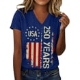 thumbnail image 2 of KDDYLITQ Womens 250th Anniversary Independence Day Tshirt American Birthday National Flag Print V Neck T-Shirts 4th July Red White Blue July 4th Blouses 250th Birthday 2026 Short Sleeve Tops Blue 2XL, 2 of 6