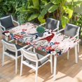 thumbnail image 2 of Pink Valentine's Day Table Cloths for 5 Foot Rectangle Tables, Spring Floral Eucalyptus Leaves Gnomes Patio Waterproof Elastic Fitted Tablecloths, Washable Rectangular Table Cover for Camping, 2 of 8