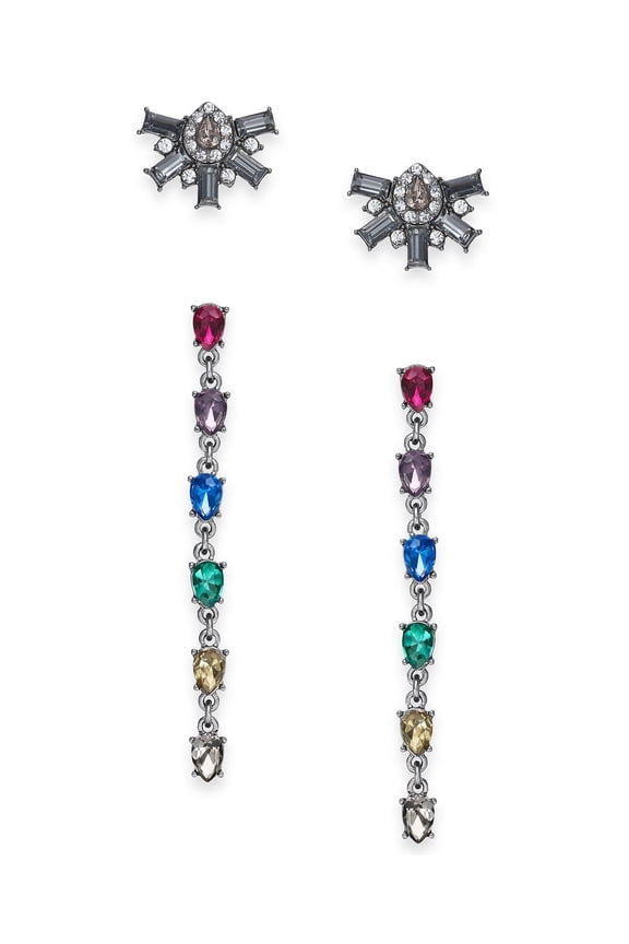 I.n.c. Day & Night Hematite-Tone 2-Pc. Box Set Coordinated Stone & Crystal Clust
