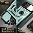 thumbnail image 3 of iPhone 12 Pro Case, Dteck [Military-Grade] [360 Ring Kickstand & Slide Camera Protector] Hybird Impact-Resistant Bumpers Cover Phone Case for Apple iPhone 12 Pro 6.1 inch, Green, 3 of 4