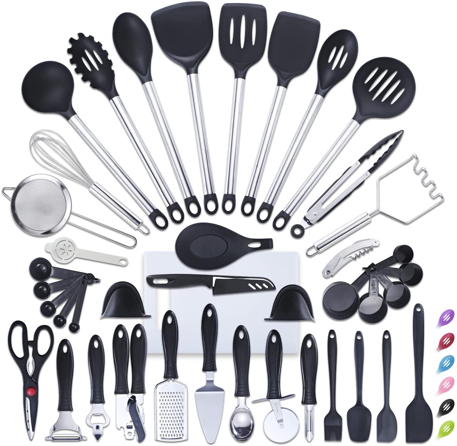 Kaluns Kitchen Utensils Set, 24 Piece Silicone Cooking Utensils, Dishwasher  Safe And Heat Resistant Kitchen Tools, Black : Target