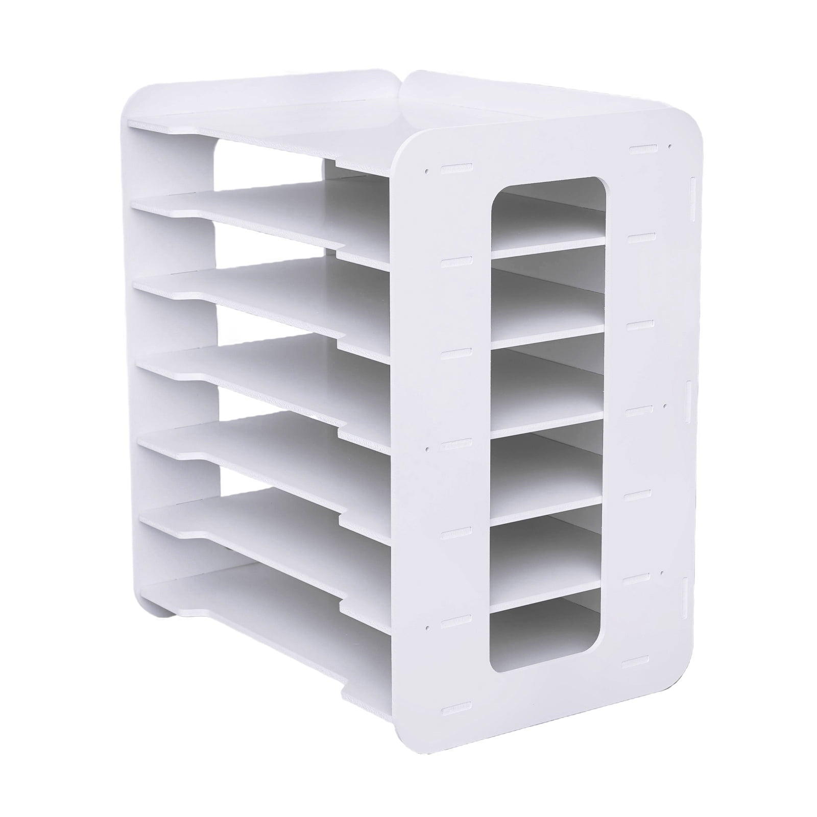 7-tier White Office Desktop Organizers and Accessories Letter Tray Paper Sorter Holder File Document Rack Shelf Literature Organizer Rack for Home Office School Classroom Supplies Easy Assembly