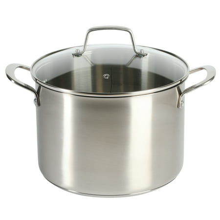 Martha Stewart Everyday Silverberry 8-Quart Matte Silver Stainless Steel StockPot with Lid