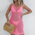 thumbnail image 4 of SELONE Women Cover ups for Swimwear Dresses Sleeveless Cutout Bathing Suit V Neck Split Mid Outerwear Hot Pink M, 4 of 7