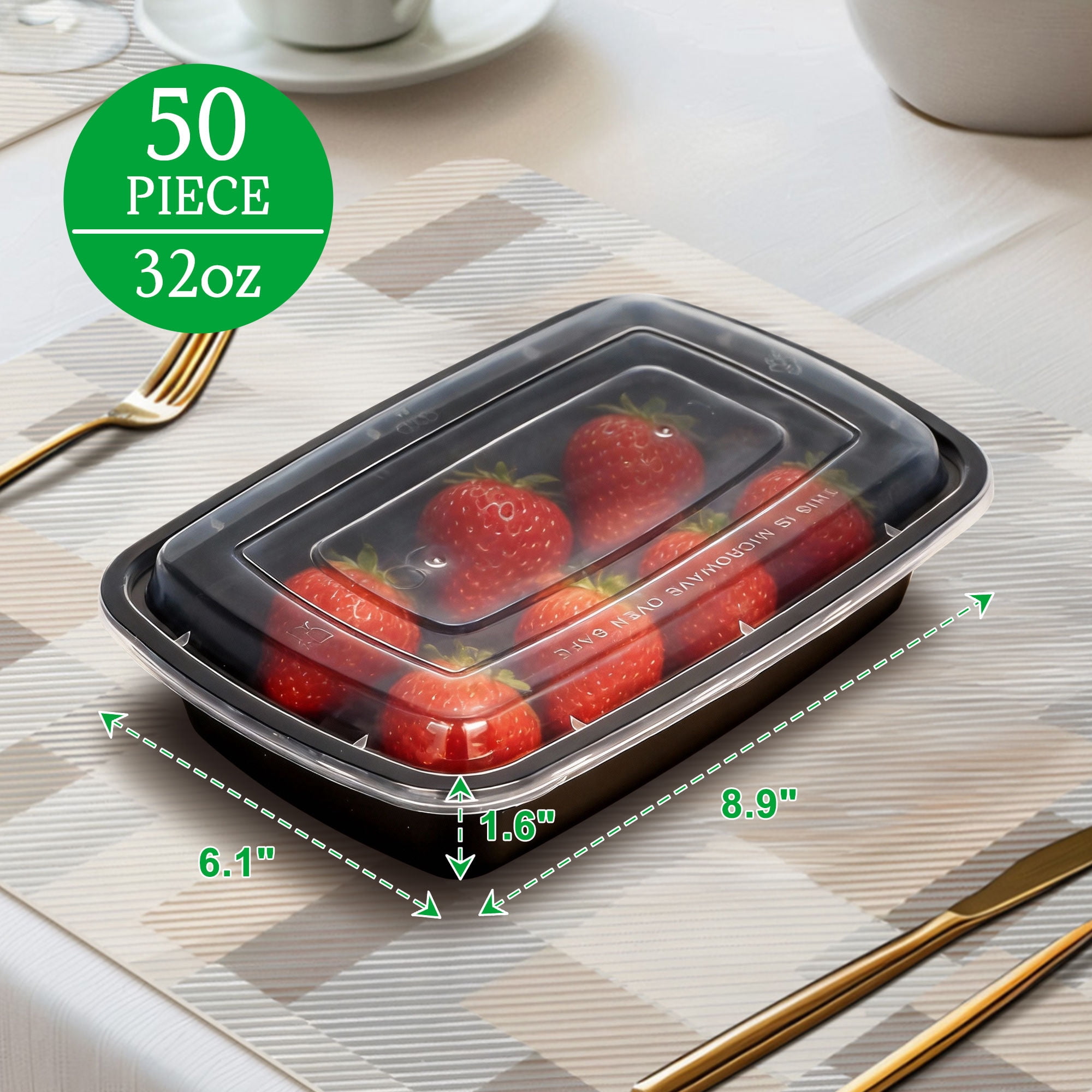 Soulgenix 50 Pack Meal Prep Containers, Food Storage Containers with Lids, BPA-Free, Reusable & Microwave Safe, Stackable Plastic Lunch Boxes for Portion Control, Meal Prepping