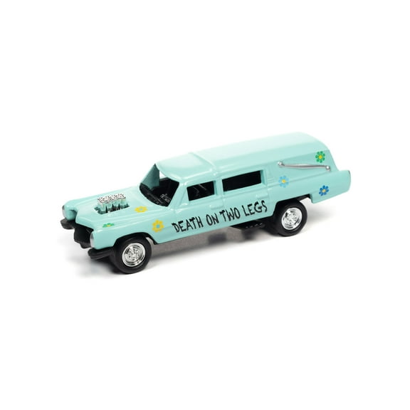 Custom Haulin Hearse, Flat Light Teal - Johnny Lightning JLSF021/48B - 1/64 Scale Diecast Model Car