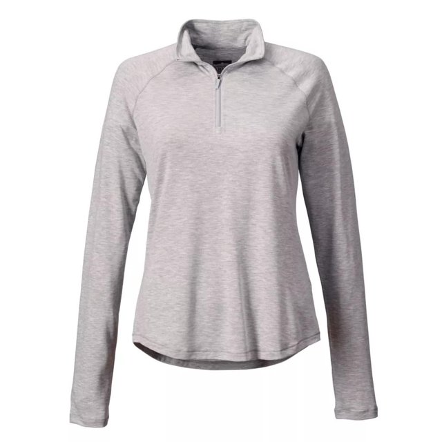Camisa Orvis DriCast para mujer con cierre en cuarto, gris pálido, jaspeado