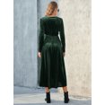 thumbnail image 2 of Women's Tie Front Long Sleeve Slit Dress 100% Polyester Fabric Belted Sheer Panel for Elegant Evening Party Look, 2 of 10