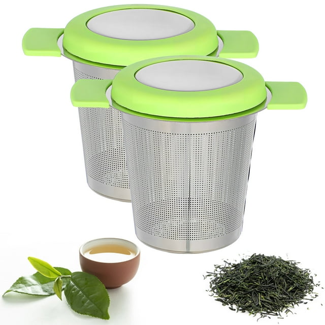 PTOOTP 2Pcs Stainless Steel Tea Infuser Baskets with Fine Mesh and Lid for Kitchen Use