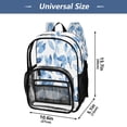 thumbnail image 4 of PVC Transparent Backpack Stylish & Durable Clear Backpack Perfect for School, Travel and Outings Blue Watercolor Floral Leaves, 4 of 7