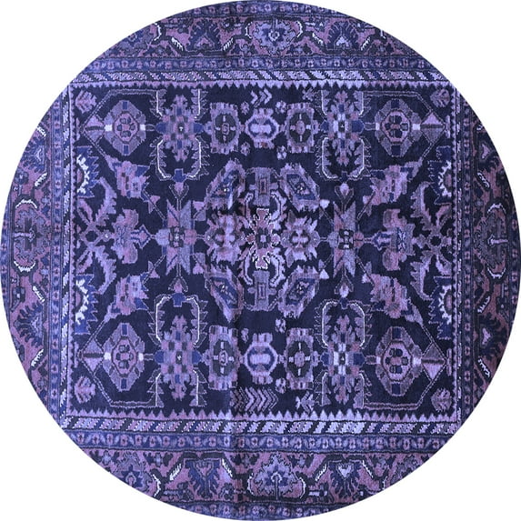 Ahgly Company Machine Washable Indoor Round Persian Blue Traditional Area Rugs, 7' Round