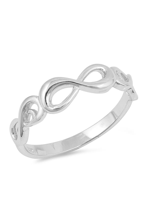 Rhodium Plated Sterling Silver Halfway Infinity Ring
