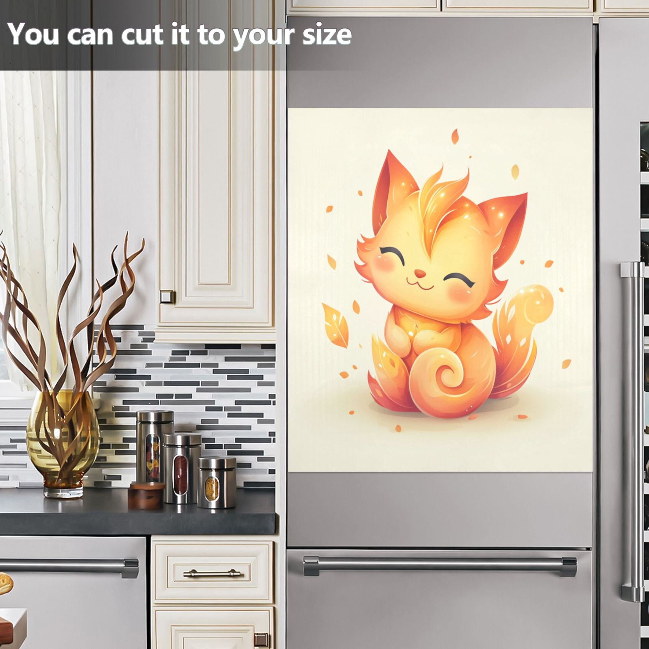 Dishwasher Magnetic Sticker 23x26 Inch Refrigerator Magnetic Sticker Washing Machine Magnetic Sticker Kitchen Panel Magnetic Sticker Home Decor Little Orange Cat