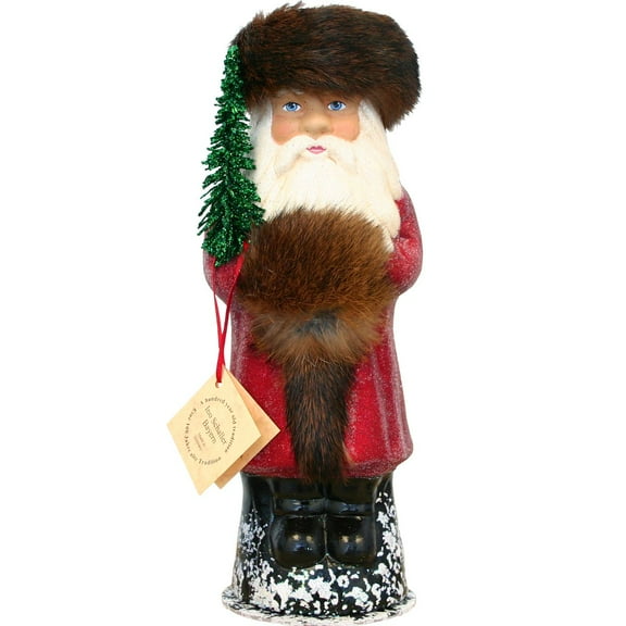 Alexander Taron 11" Vibrant Unique Santa Red Beaded Schaller Paper Mache Candy Container