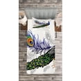 thumbnail image 3 of Ambesonne Spring Quilted Bedspread Set 2 Pcs, Wild Peacock Feather, Twin Size, Multicolor, 3 of 3