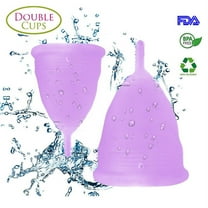 AUCHEN Menstrual Cups, Reusable Period Cup for Beginners | Tampons & Pads Alternative, FDA Approved Silicone Menstrual Cup Set, Superior to the Diva Cup | Double Cups (Regular and Heavy Flow) - Purple