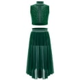 thumbnail image 1 of JanJean Filles Enfants Robe de Danse Lyrique Justaucorps de Ballet Ensembles Strass Haut Court avec Jupe Asymétrique Vert 14, 1 of 4