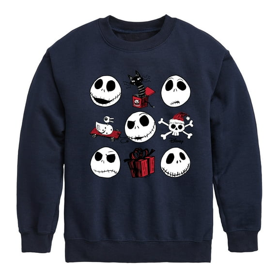 The Nightmare Before Christmas - Jack Christmas Grid - Toddler And Youth Crewneck Fleece Sweatshirt