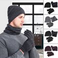 thumbnail image 5 of Dress Choice Men Winter Beanie Hat Scarf Touchscreen Gloves Set Soft Thick Beanie Gloves Neck Warmer Set with Warm Knit Fleece Lined for Outdoor Camping and Hiking, 5 of 8