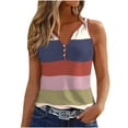 thumbnail image 2 of Aloohaidyvio Tops for Women,Womens Tank Summer Printed Buttons Sleeveless V-Neck Casual Blouse Button Tunic Tops, 2 of 5