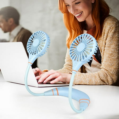

HYDa Mini Portable Three Speed Adjustable Lazy Neck Hanging USB Rechargeable Fan