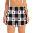 thumbnail image 4 of Lsque Heart Black Buffalo Plaid Gingham Printed Women's Running Shorts with Liner Pockets,Elastic Quick Dry Workout Athletic Gym Yoga Shorts,Womens High Waist Shorts-, 4 of 9