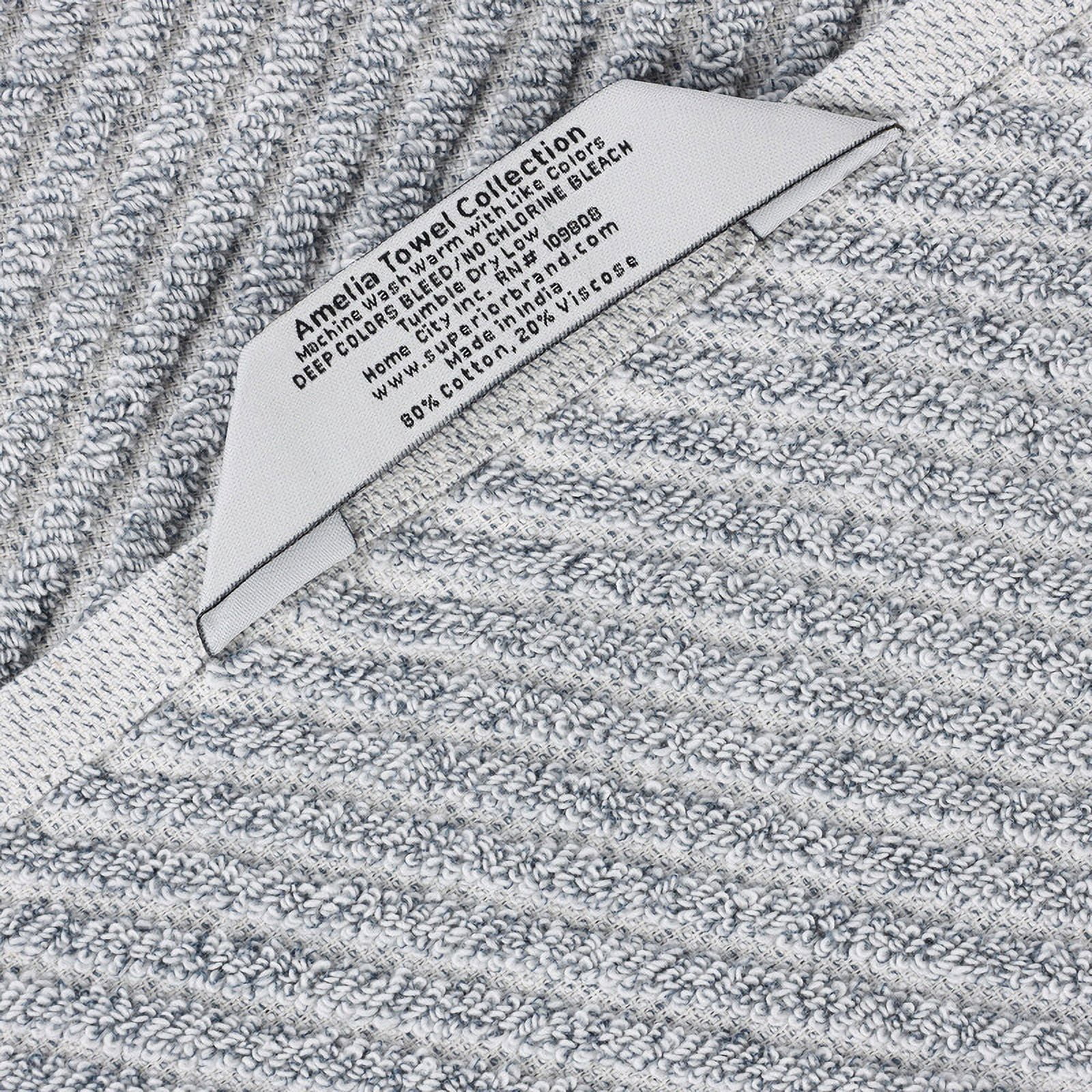 Superior Amelia Viscose Cotton Blend Medium Weight Hand Towels, Set of 6, Denim Blue