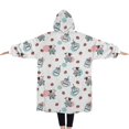 thumbnail image 2 of Oversized Wearable Blanket Hoodie,White Cow Strawberry Milk Jar Pattern Sherpa Blanket Hoodie with Super Pockets,Super Warm Fuzzy Pullover for Women & Men, 2 of 6