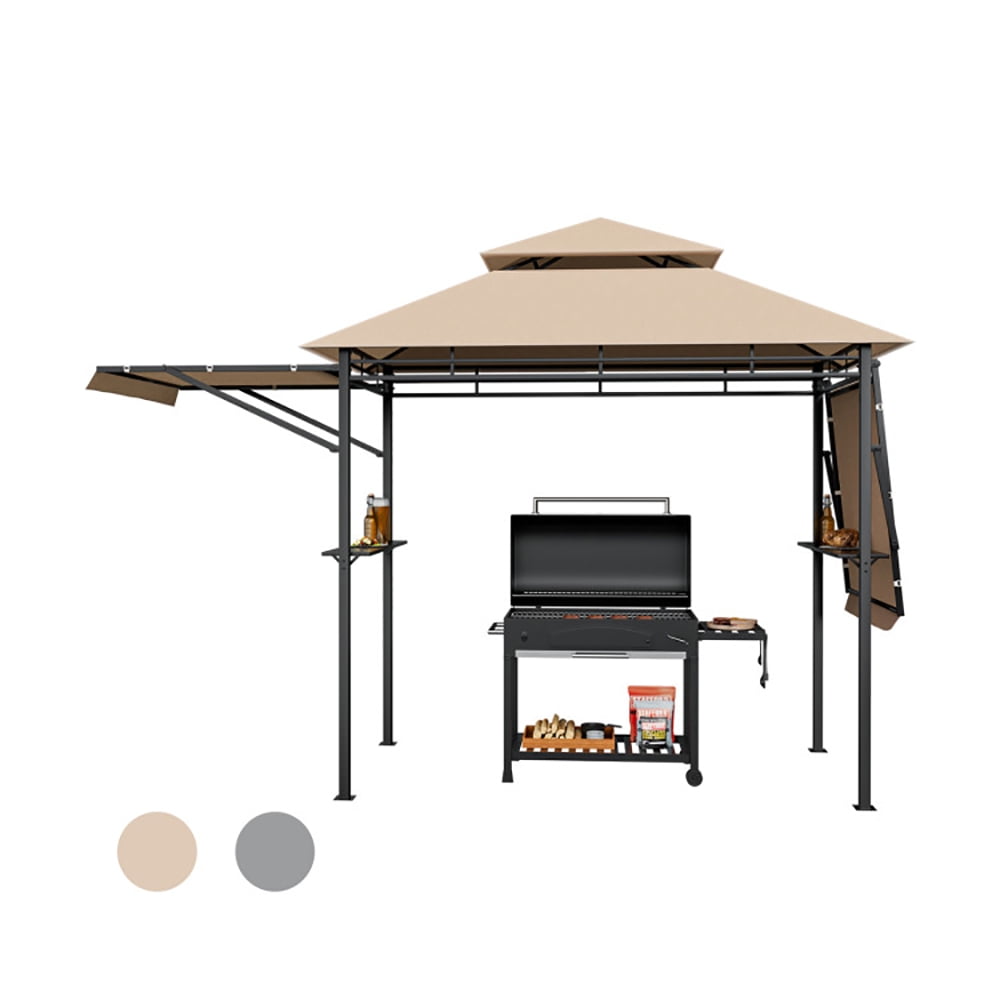 Aimee Lii 13.5 x 4 Feet Patio BBQ Grill Gazebo Canopy with Dual Side Awnings, Backyard Canopy Gazebo, Beige