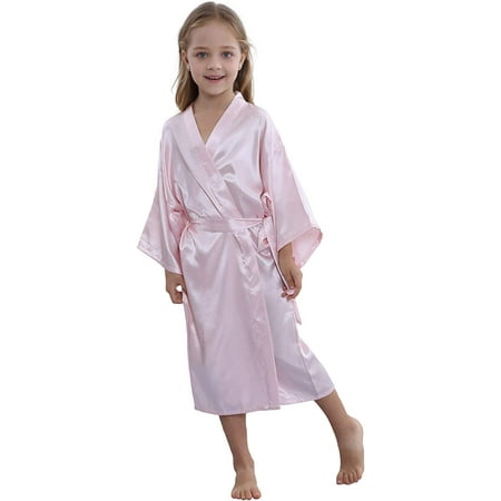 

TIMSOPHIA Kids Satin Floral Kimono Robe Flower Girl Bath Robes for Wedding Spa Party Gifts Bridal Lingerie Sleepwear Bathrobe