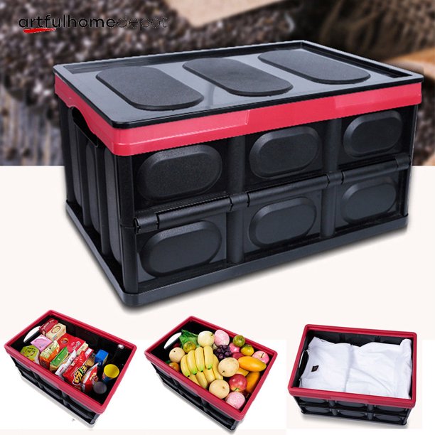 30L Collapsible Plastic Storage Box Durable Stackable Folding Utility