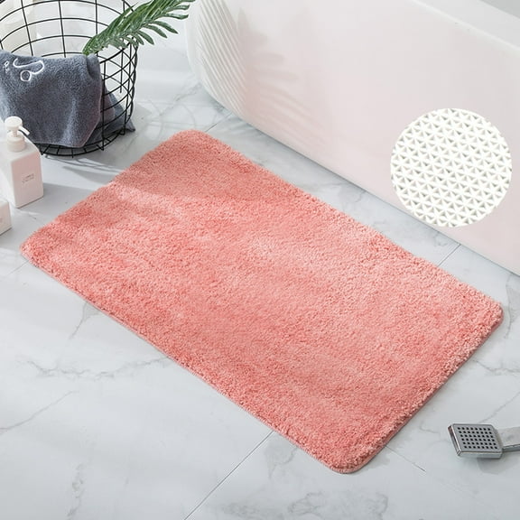 Pink Microfiber Bathroom Rugs Non-Slip Backing 20"X32" Rug Absorbent Fluffy Soft Comfortable Bath Mats Machine Washable