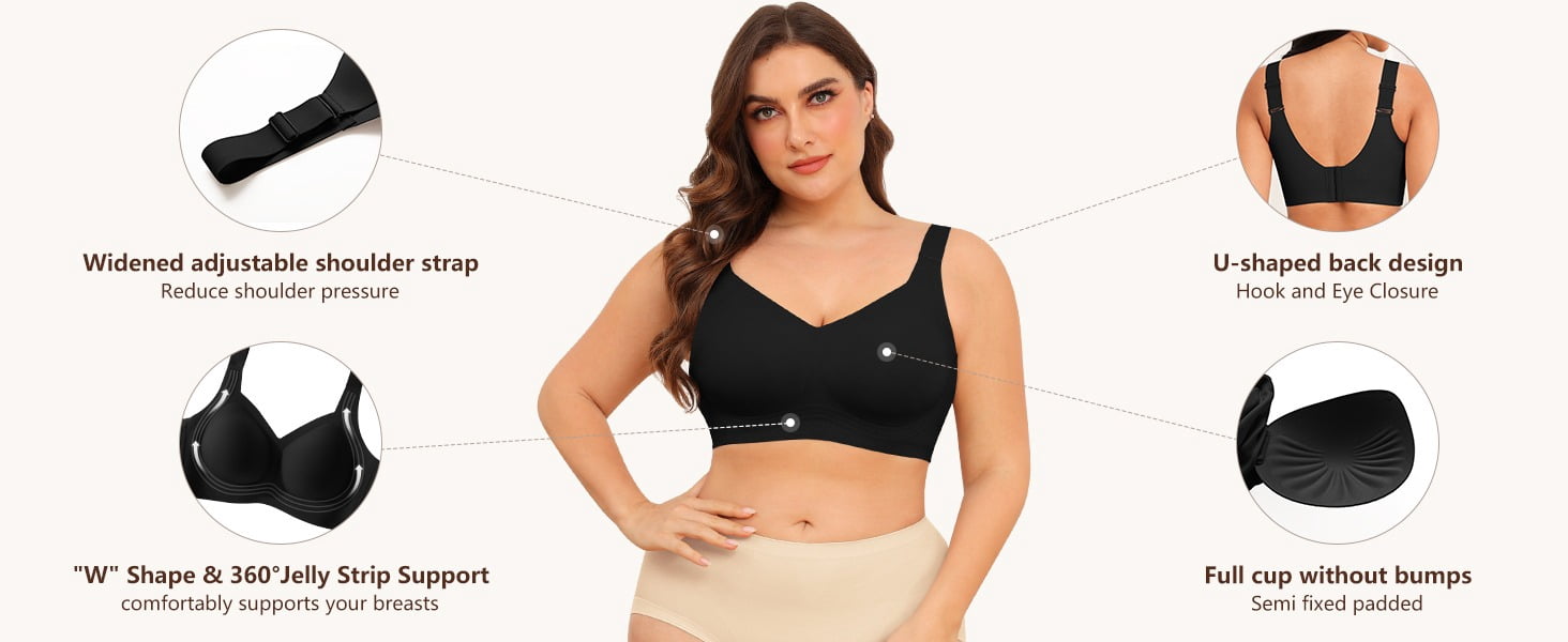Daystry Smooth Wireless Bras for Women No Underwire Comfort Seamless Bras Full Coverage Everyday Bra New Upgrade